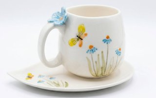 ماگ خمره ای گل آبی